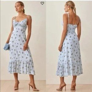 Reformation Floral Gingham Maxi Dress